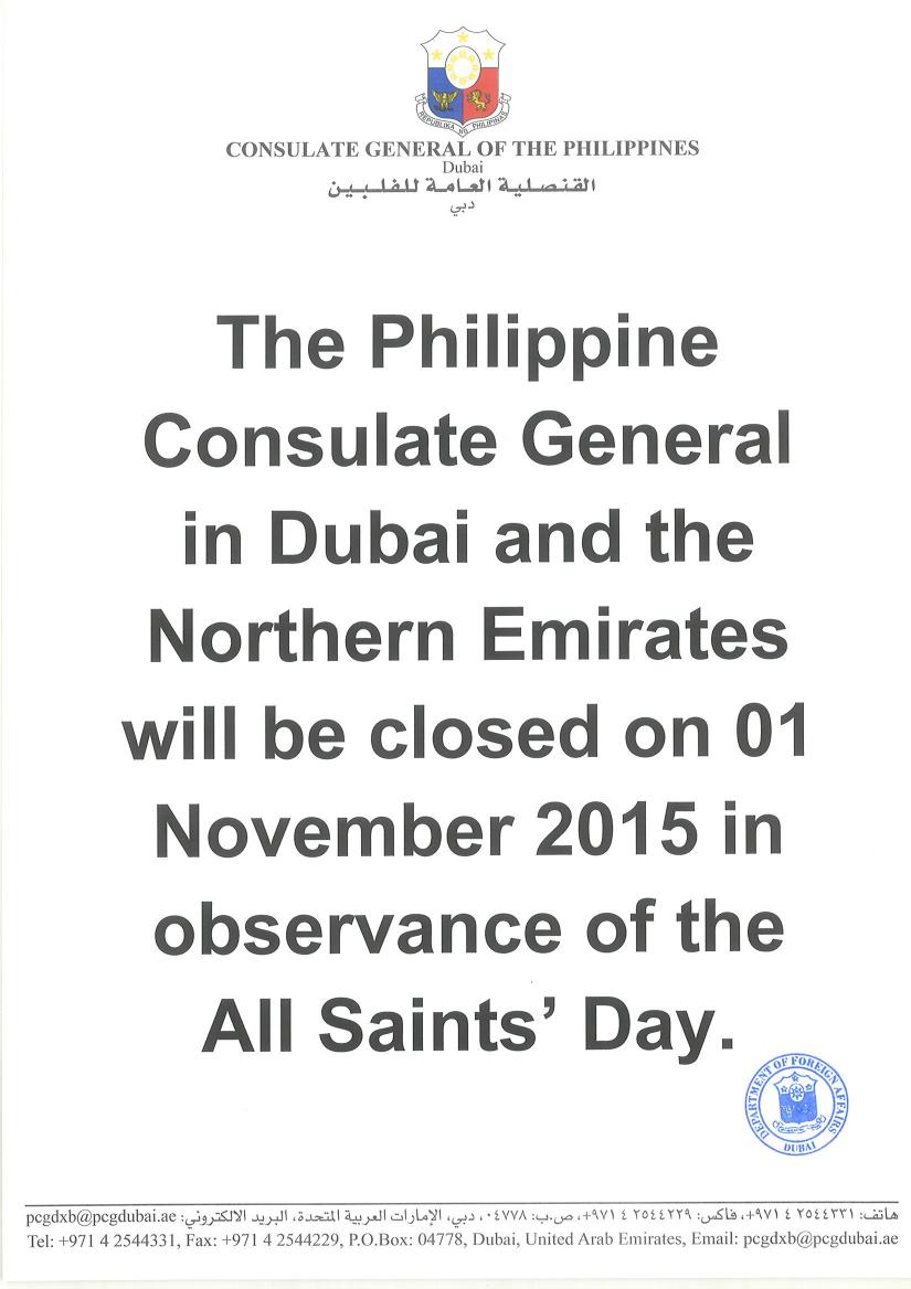 01 NOV 2015 HOLIDAY
