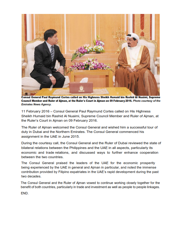PR Courtesy call on Ruler of Ajman