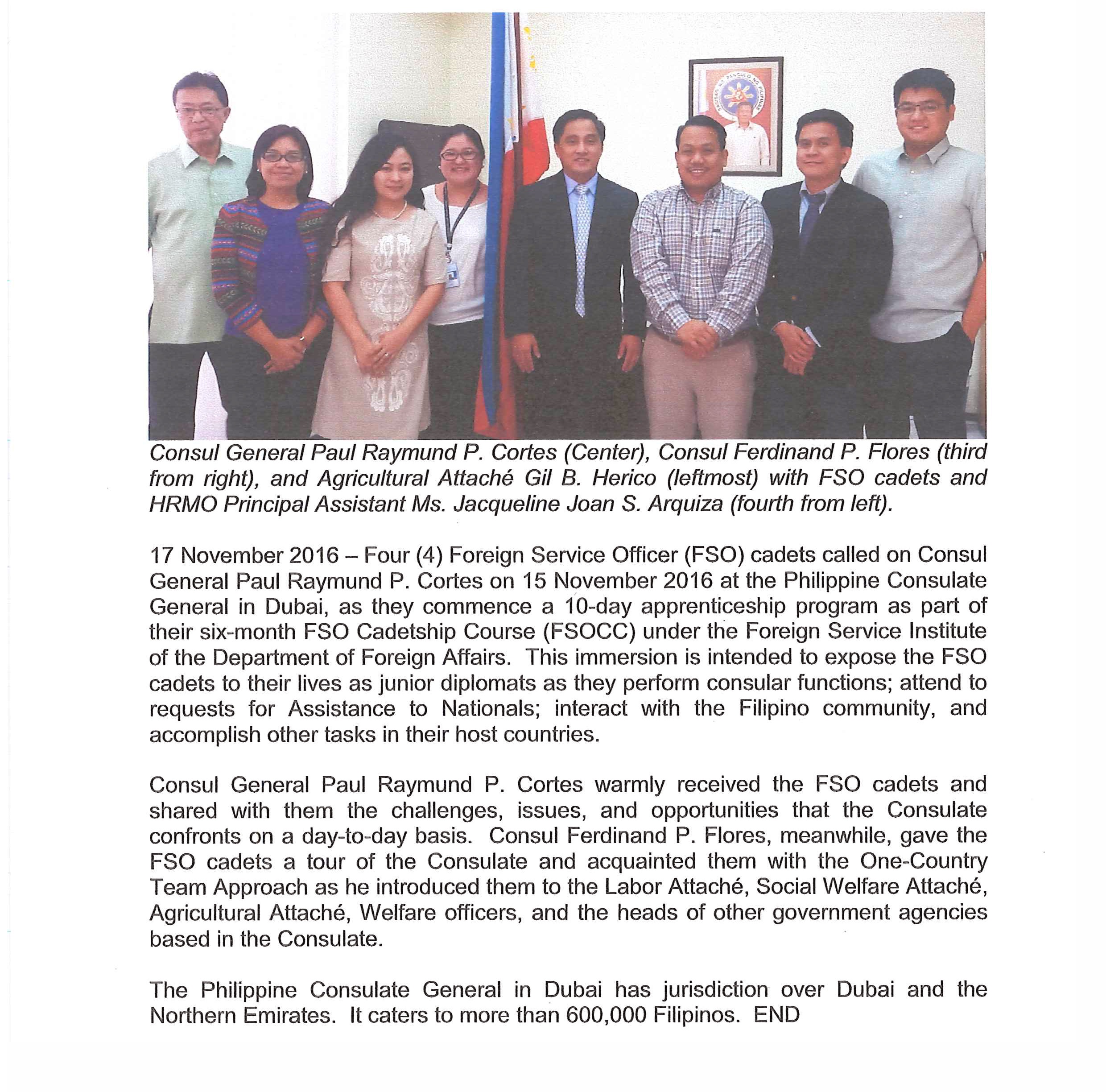 JUNIOR FOREIGN SERVICE OFFICERS PAY COURTESY CALL ON CONSUL GEN