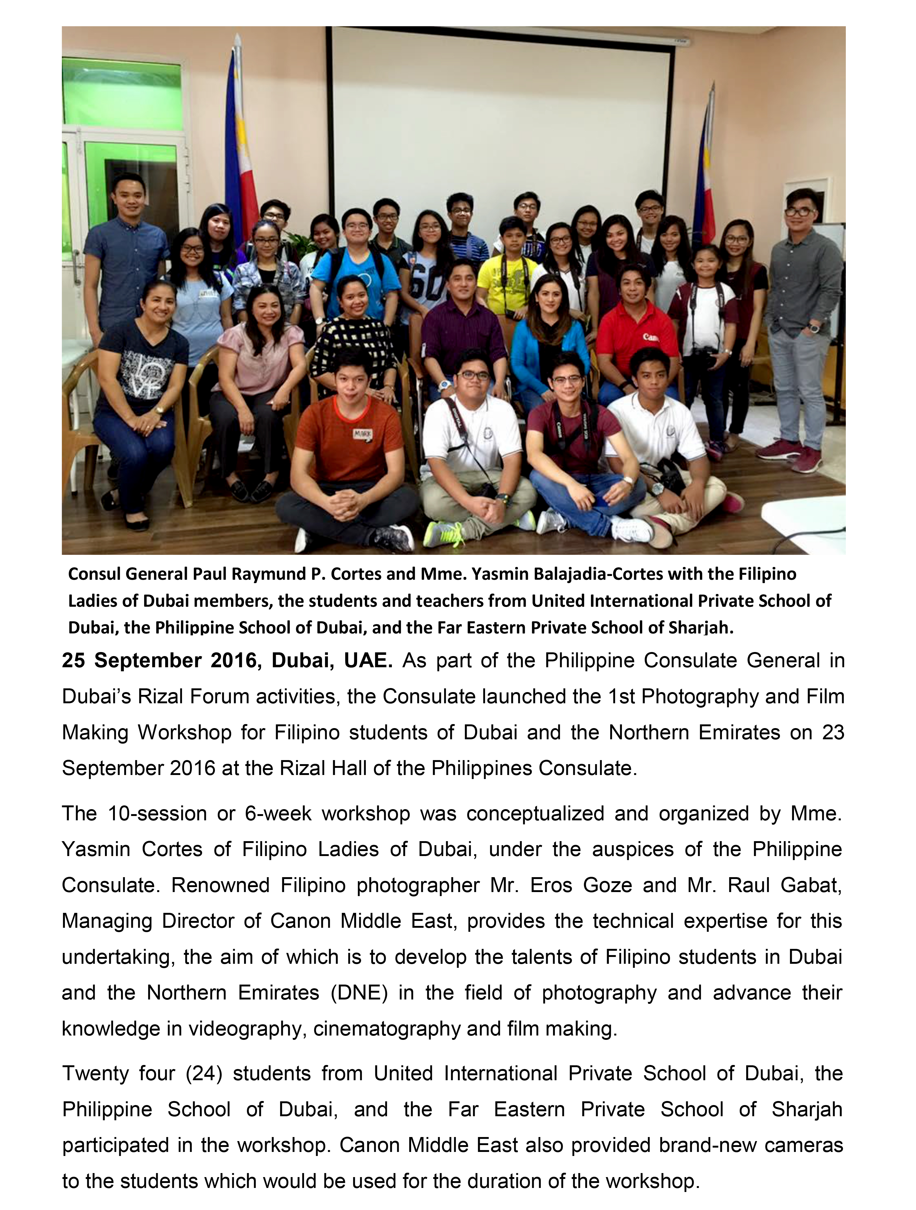 09 22 16 Consulate Launches 1st Photography and Film Making Workshop