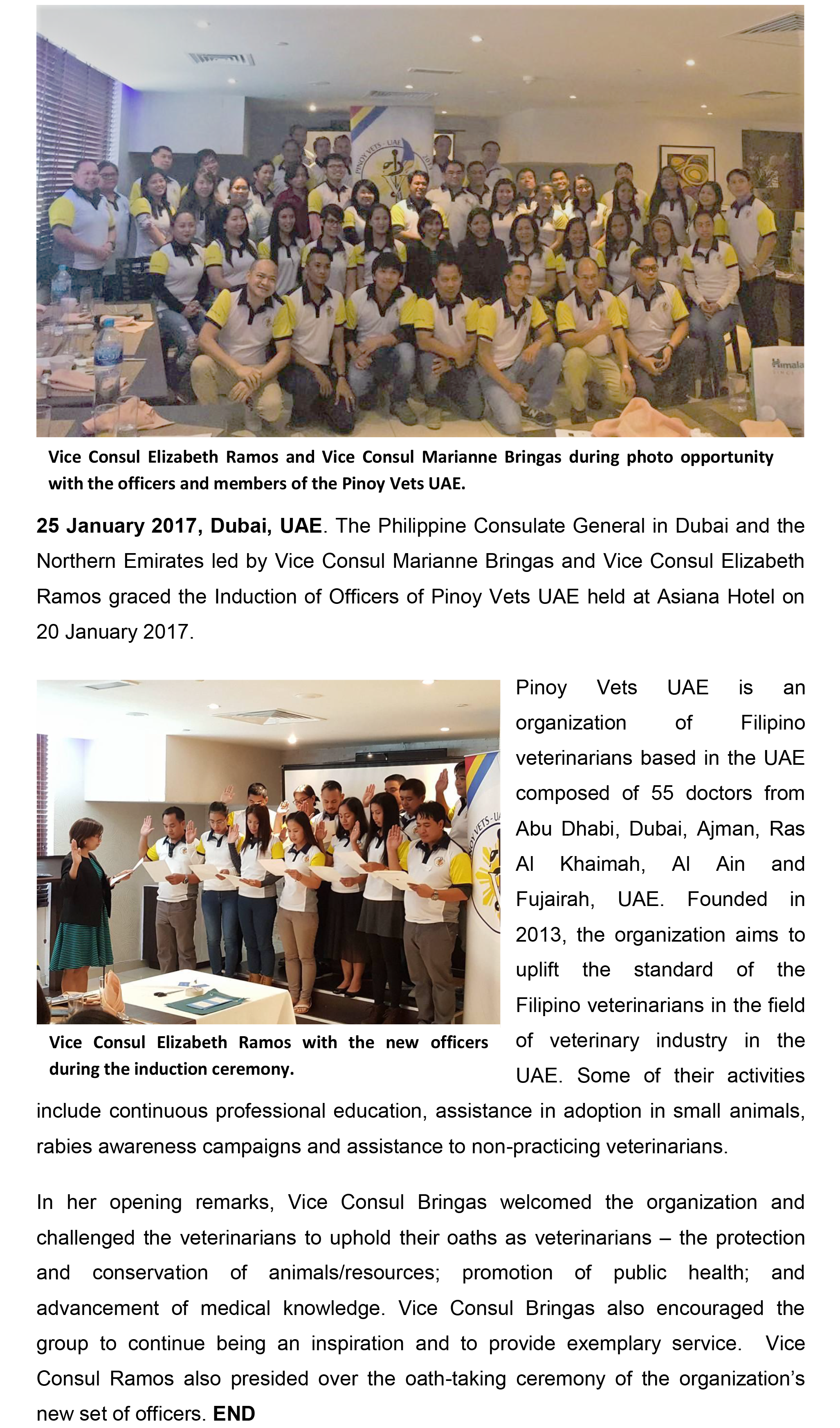 01 25 17 PH Consulate attends the induction ceremony of Pinoy Vets UAE