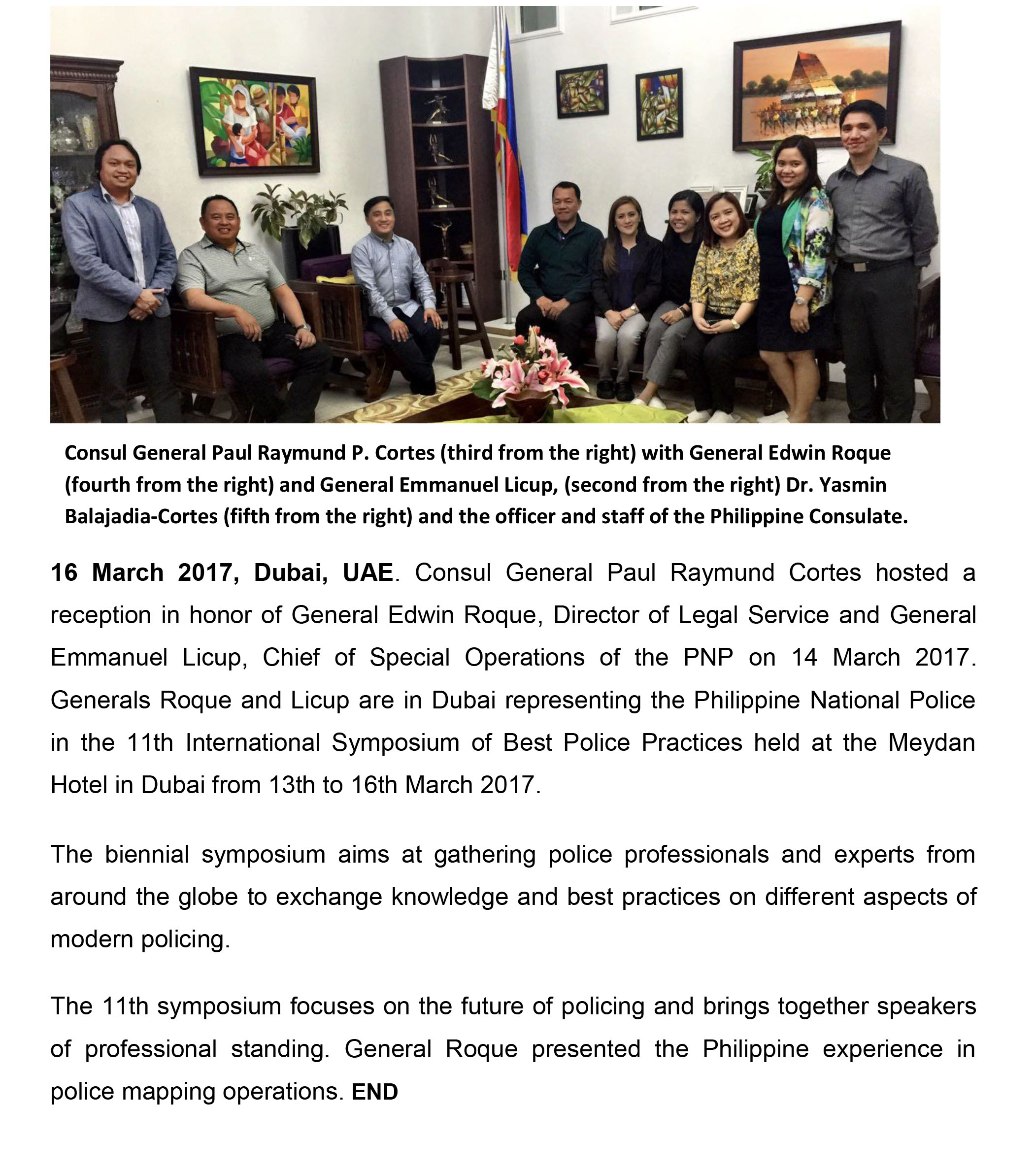 03 16 17 Congen welcomes PH delegation to the 11th Symposium on best police practices