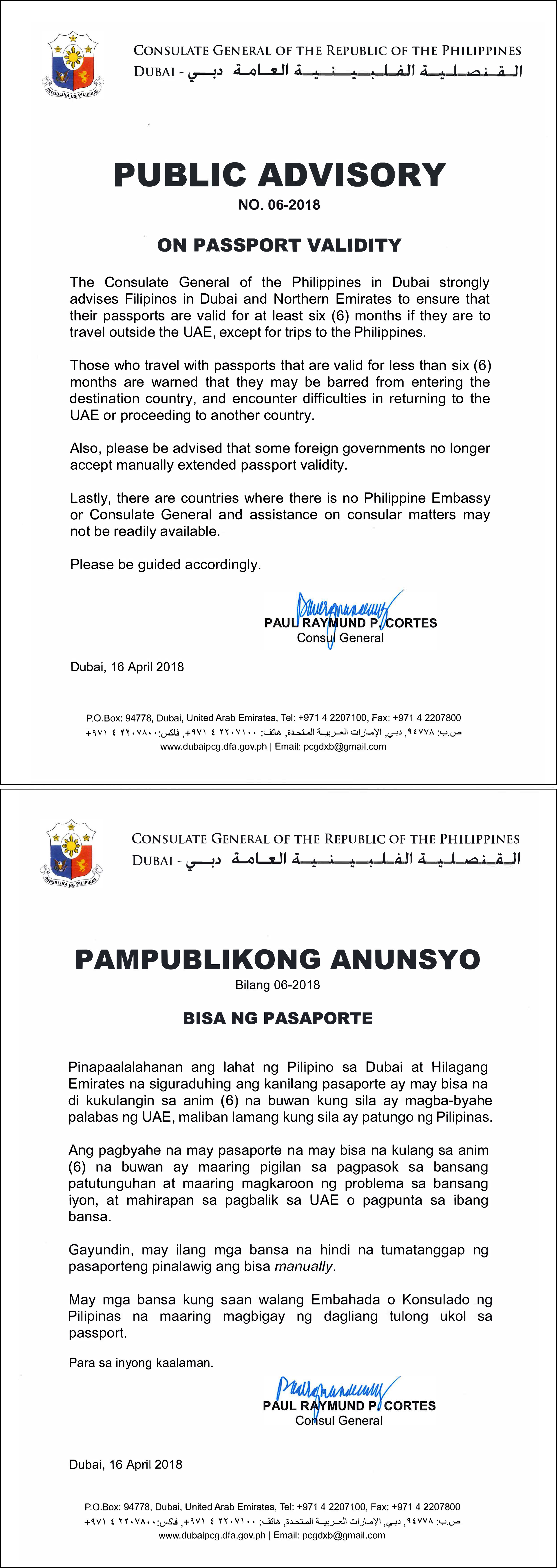 PUBLIC ADVISORY ON PASSPORT VALIDITY 3