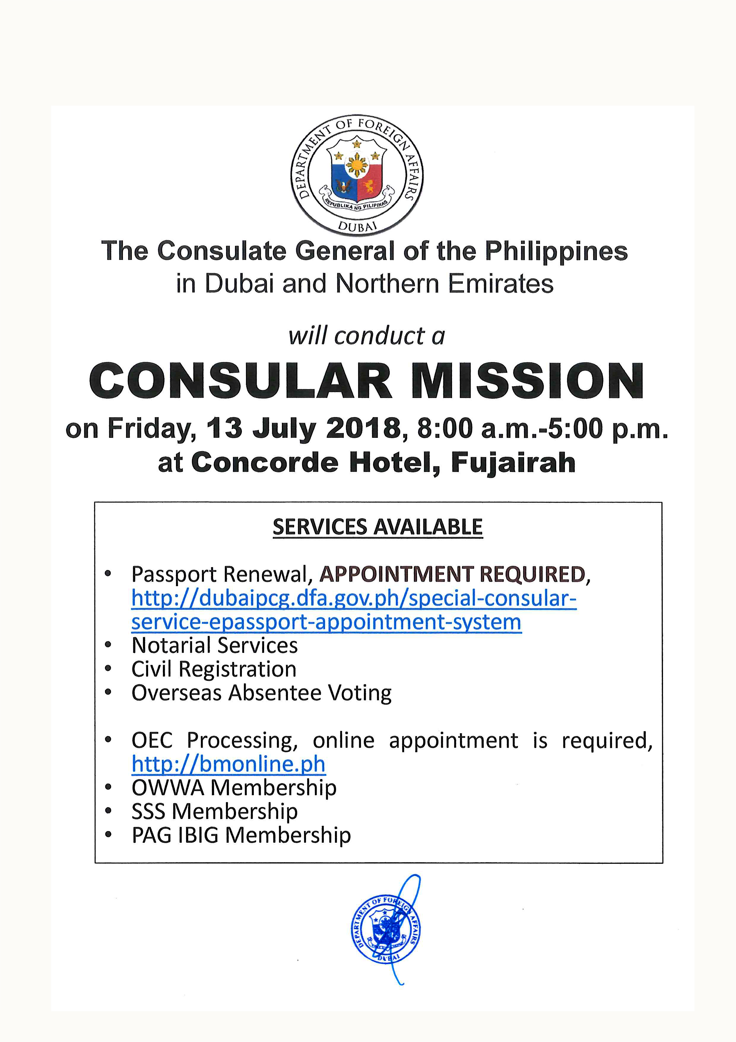 CONSULAR OUTREACH 13 JUL 2018