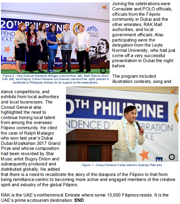 Dubai PCG and Filipino Community in Ras Al Khaimah Stage Philippine Independence Day 2018 Celebration 1