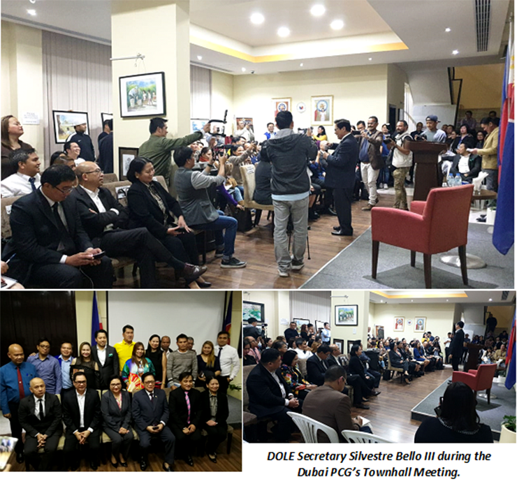 DUBAI PCG HOSTS THE FIRST TOWNHALL MEETING WITH DOLE SECRETARY SILVESTRE BELLO III
