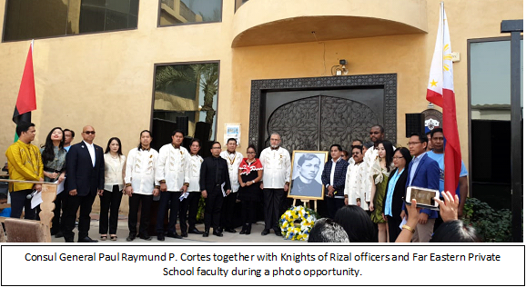 DUBAI PCG KNIGHTS OF RIZAL DUBAI CHAPTER CELEBRATE THE 122ND ANNIVERSARY OF MARTYRDOM OF DR. JOSE RIZAL