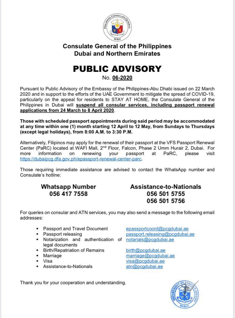 PUBLIC ADVISORY No. 06 2020